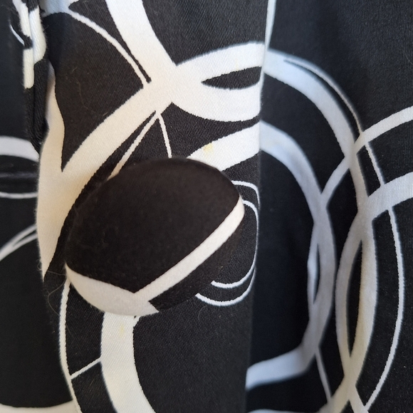 JohnPaul Richard Cropped FullCut Jacket SzL Blk/Wht Print Collar 3/4Sleeves NWOT - Picture 7 of 10